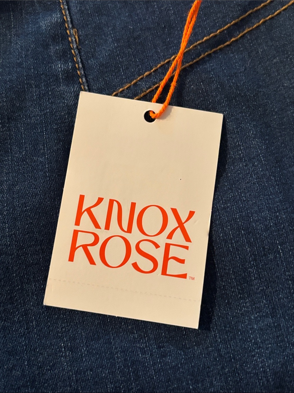 Knox Rose Pull On Stretch Flare Jeans, Deep Blue with Subtle Contrast Stitching - Picture 3 of 9
